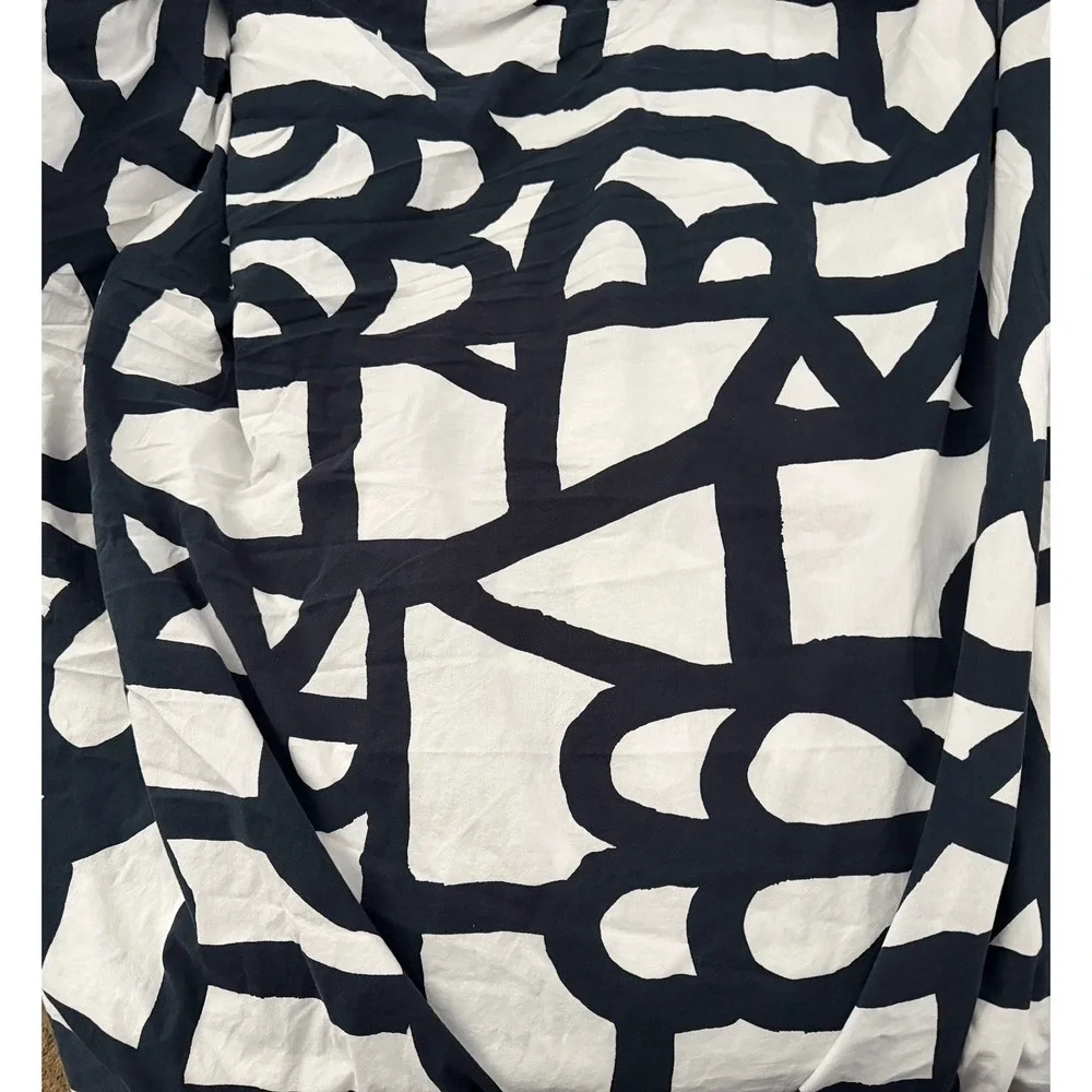 Vintage IKEA Skuggbracka Full Queen Duvet Cover Graphic Black White Reversible